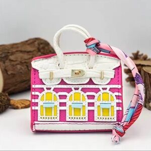 Pink & White Mini Bag Charm – AirPods / Earbuds Holder